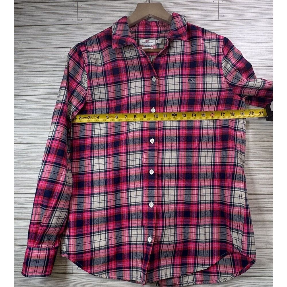 Vineyard Vines Performance Relaxed Fit Button Front Blouse Pink Plaid Size‎ 4 - Picture 5 of 7